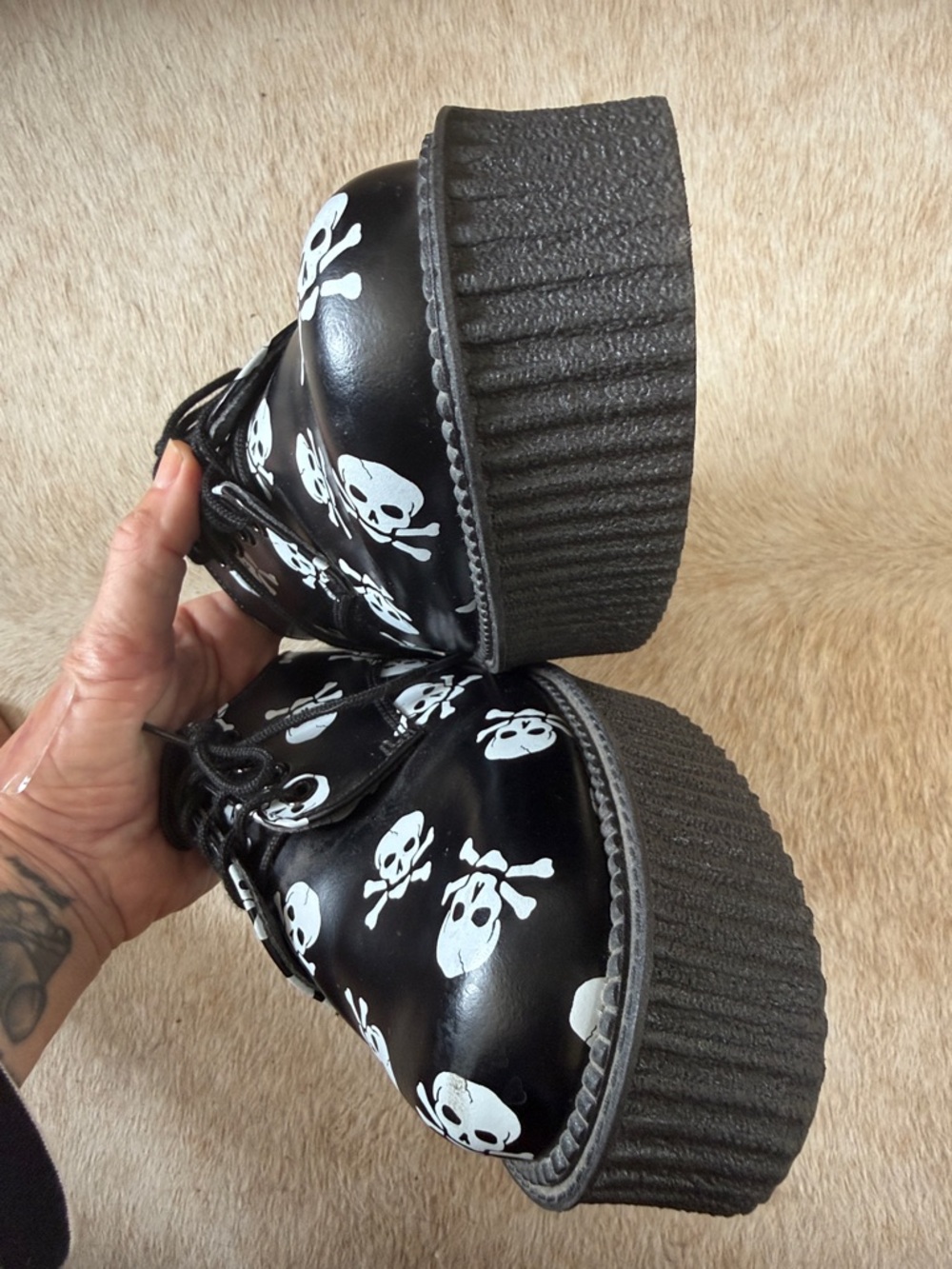 T.U.K. Skull Creepers Platform Shoes Goth Punk Y2K Oxford size 7 - Picture 5 of 8